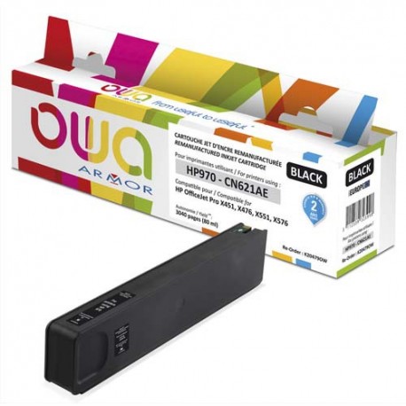 HP 970  (CN621AE) Cartouche jet d'encre compatible noir de marque OWA CN621AE (HP N°970)