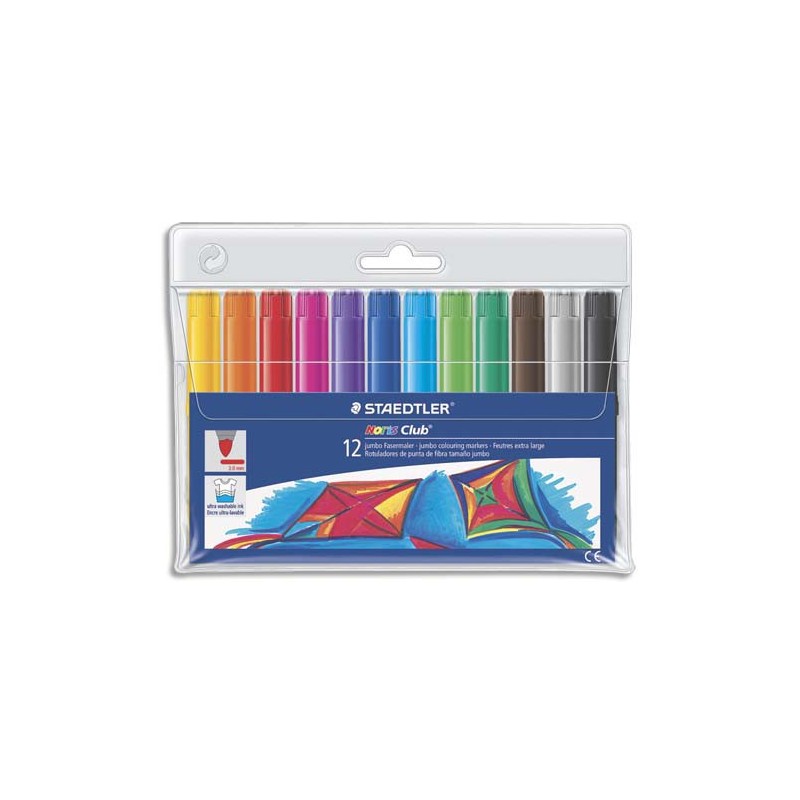 feutre de coloriage staedtler noris club gros module pochette de 12 feutres dessin couleurs assorties