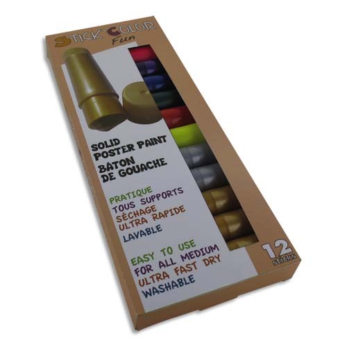 Palette de 12 gouaches couleurs fluo metallisé - Peinture gouache