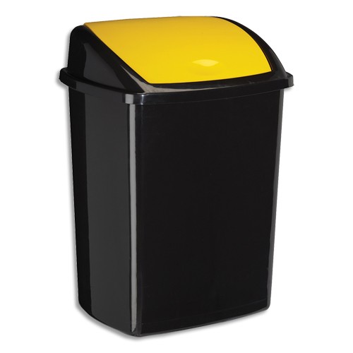 Poubelle de tri plastique 50 L jaune et noir Alba - JPG