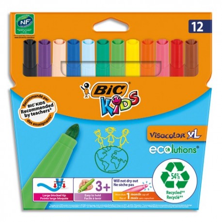 Feutre de coloriage Kid couleur x24 BIC : la boîte de 24 feutres à