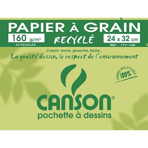 Papier à dessin blanc recyclé 24x32cm 160g/m² 10 feuilles CANSON : la  pochette de 10 feuilles à Prix Carrefour