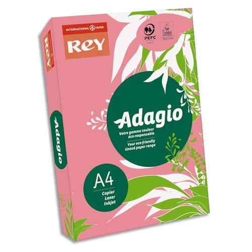 Ramette 500 feuilles papier fluo framboise A4 80g Adagio