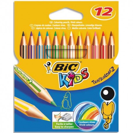 BIC KIDS Étui de 24 Crayons de couleur - Tropicolors (Dessin)