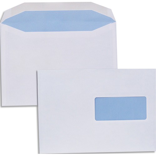 1000 enveloppes blanches mise sous pli automatique 80g C5 fenêtrées